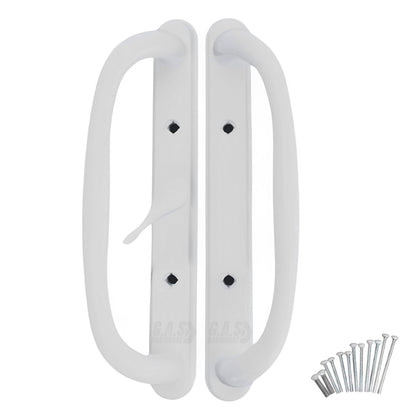 (DH-430-W) Truth Sliding Door Handle Set, Center Latch, No Key, 3-15/16" Hole Space- White - Garage and Sliding Door Hardware