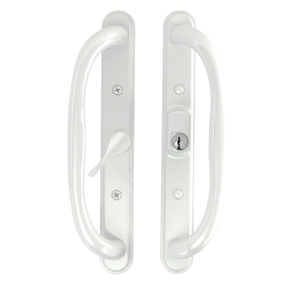10" Sliding Patio Handle Set w/ Keys, 3 15/16" Hole Spacing, Fits 1-1/4" to 2-1/4" Door Thickness - Garage and Sliding Door Hardware