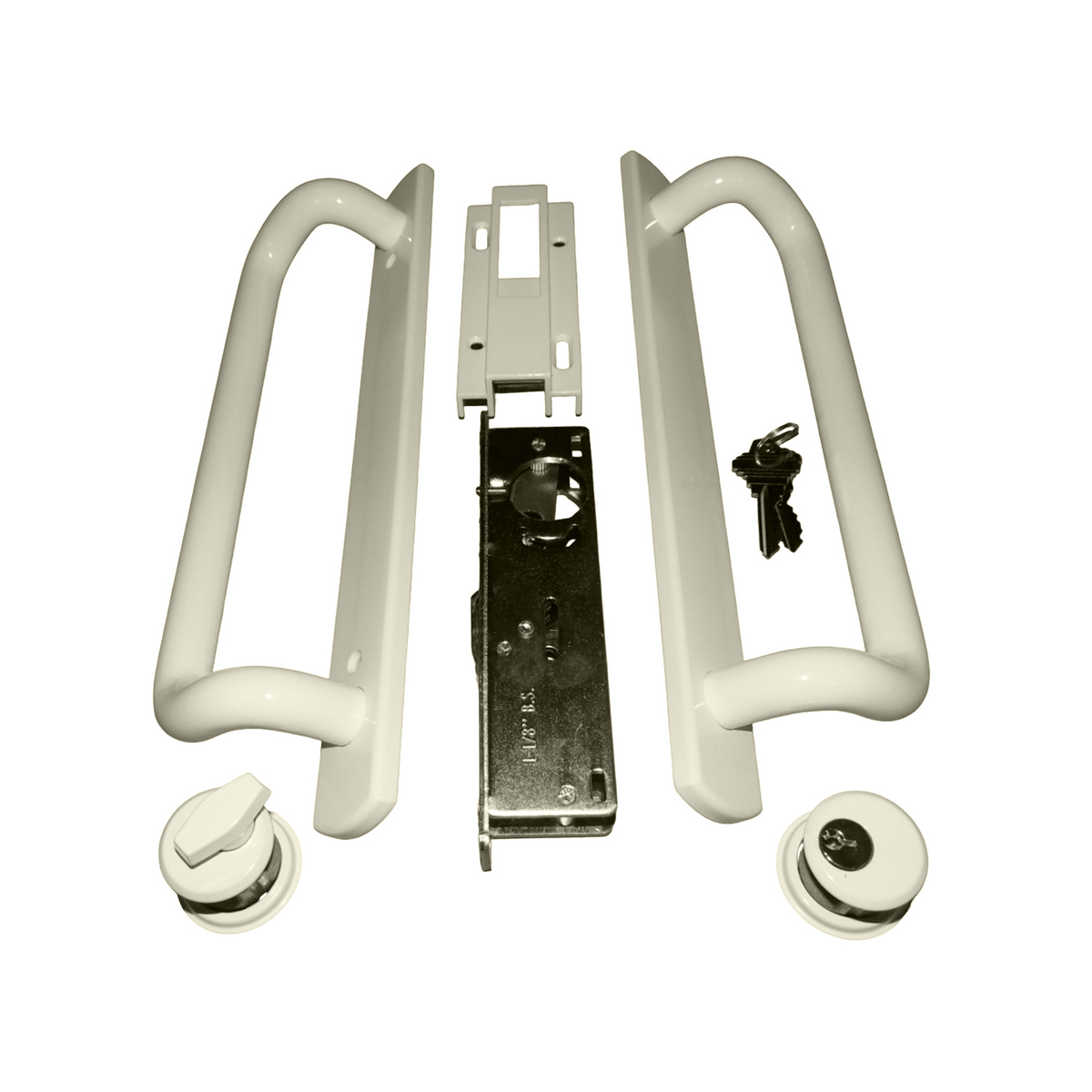 12.5" PGT 5400 Sliding Door Handle Set, Mortise Lock w/  Keys, 7-15/16" Hole Spacing (DH-489-WKA) - Garage and Sliding Door Hardware