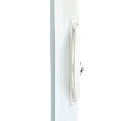 11" Sliding Patio Door Handle White w/ Keyed Lock - 3-15/16" Hole Spacing - Garage and Sliding Door Hardware