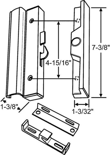 DH-152 Aluminum sliding door handle set with 4-15/16” hole spacing - Garage and Sliding Door Hardware