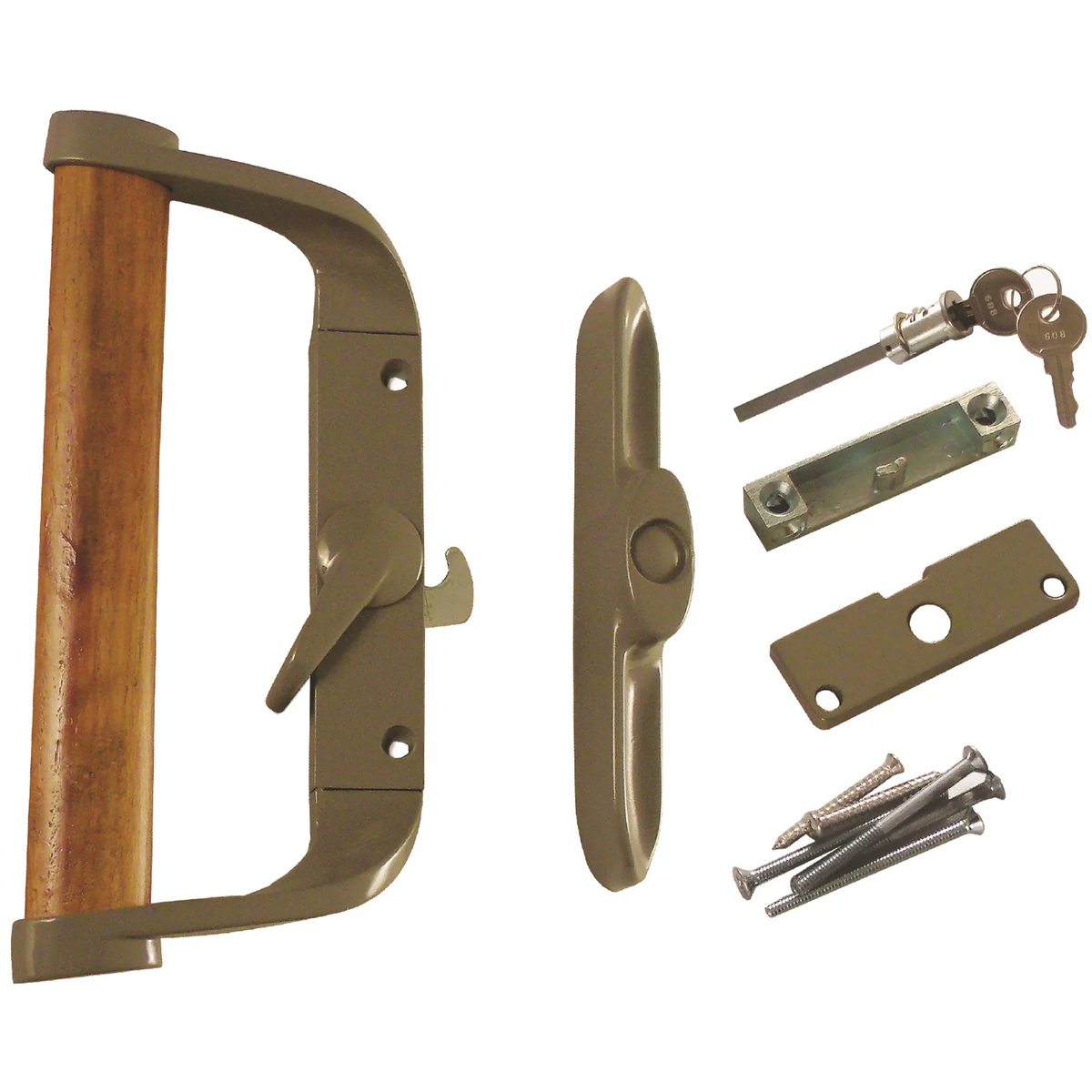 Surface Mount Sliding Patio Glass Door Handle Set with 3-1/2" Hole Spacing - DH-188-WK - Garage and Sliding Door Hardware