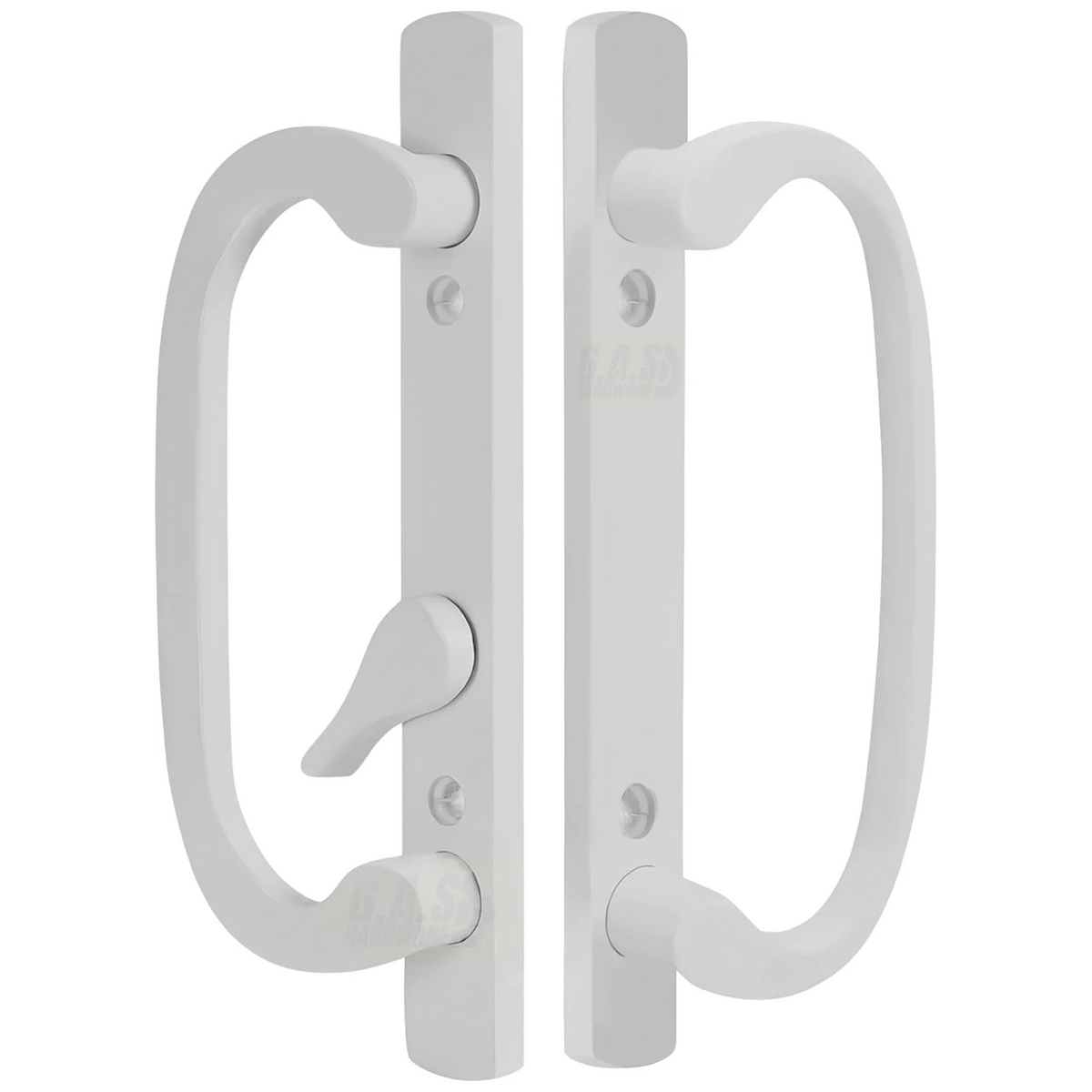 (DH-211-W) Legacy Handle Set for Sliding Doors, 3-15/16" Hole Space - White - OFF SET LATCH - Garage and Sliding Door Hardware