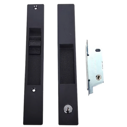 Adams Rite Flush Mount Handle With Mortise Lock and KEY CYLINDER- DH-391-MORTISE-KEY-CYLINDER-BLACK - Garage and Sliding Door Hardware