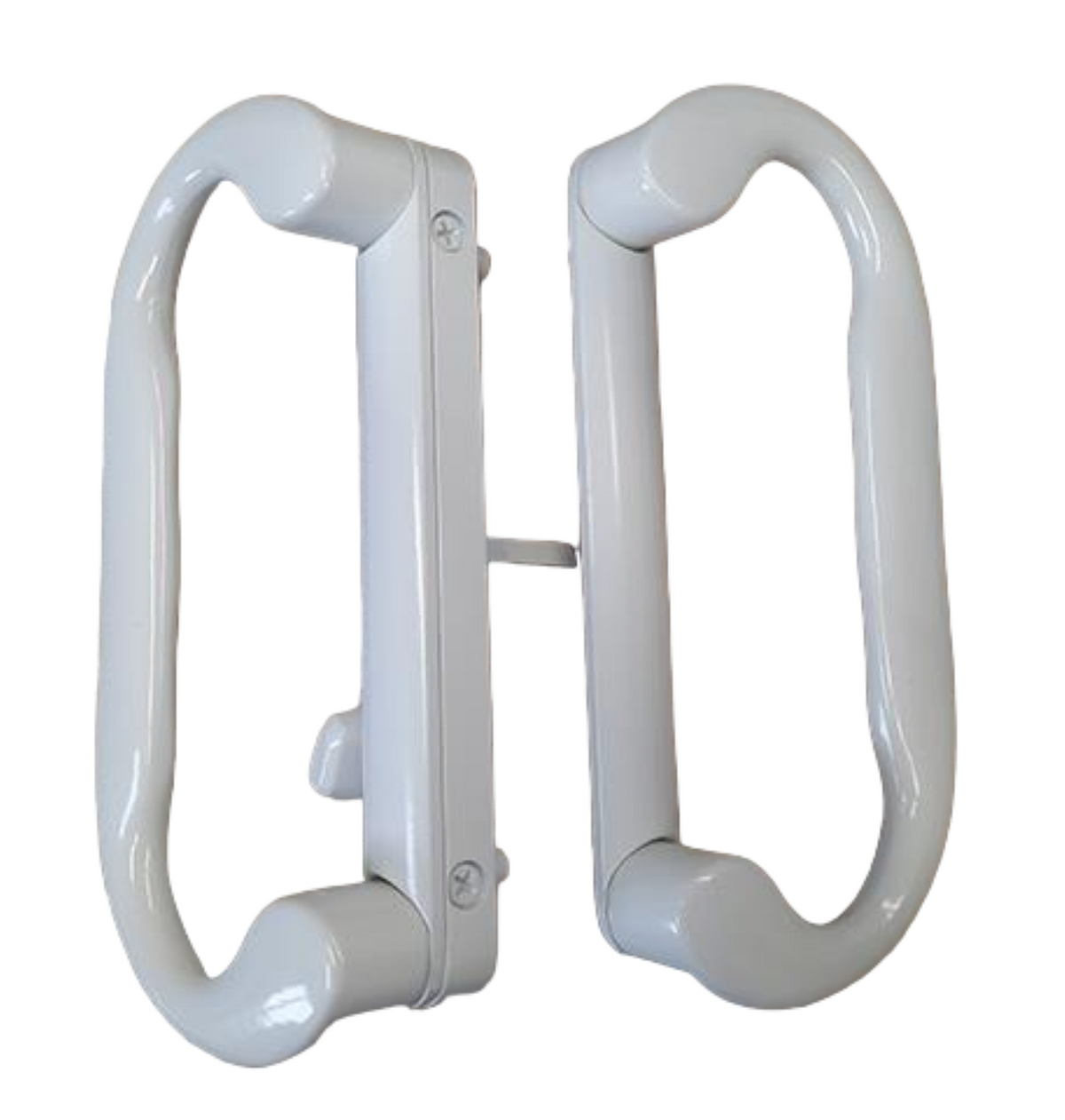 Roto Interlock Sliding Patio Glass Door 7.5" White Handle Set Replacement - Interior and Exterior Handles with Screws with a 4-15/16" Hole Spacing - Fix and Repair Door Hardware - White - Garage and Sliding Door Hardware