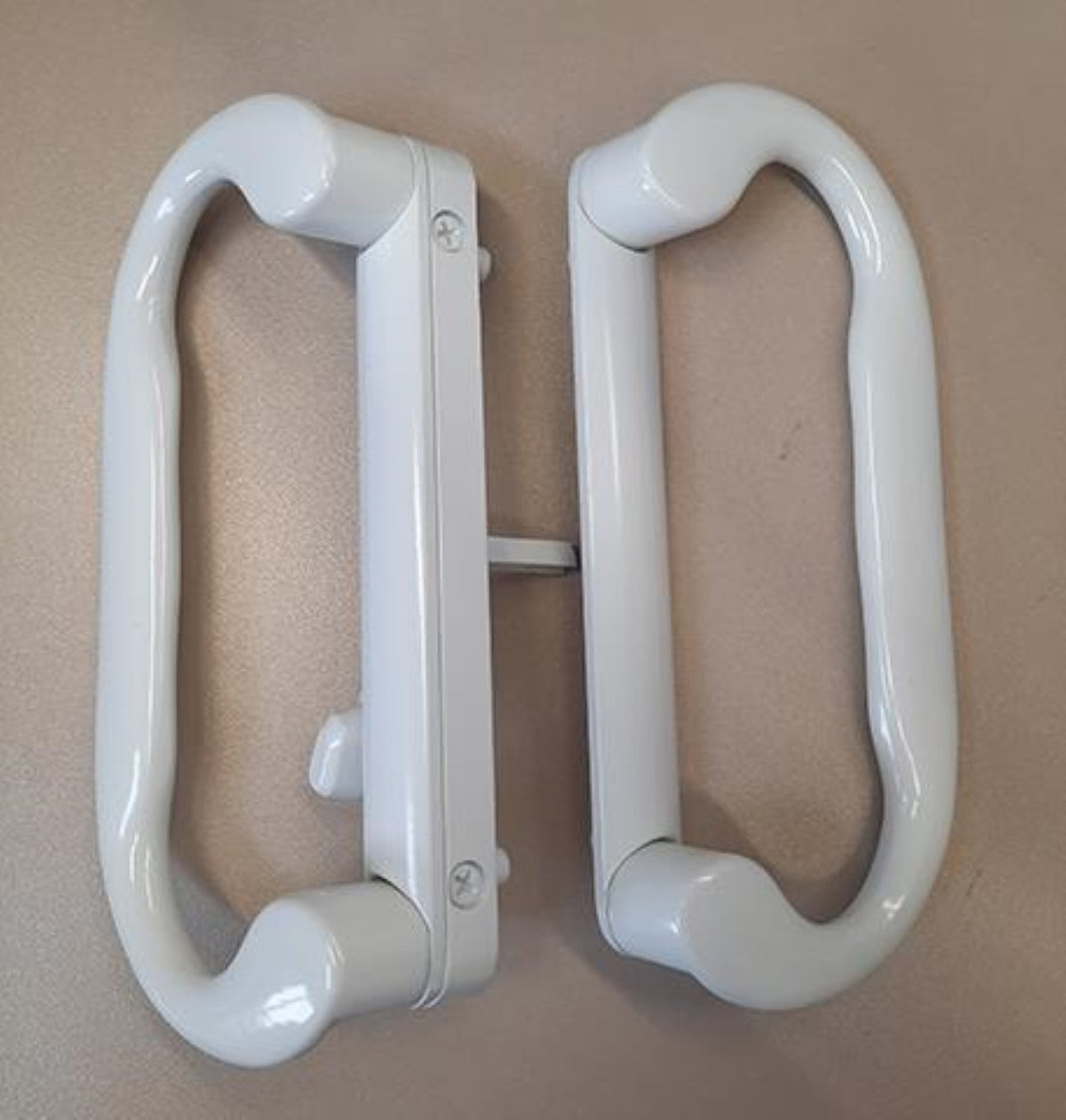 Roto Interlock Sliding Patio Glass Door 7.5" White Handle Set Replacement - Interior and Exterior Handles with Screws with a 4-15/16" Hole Spacing - Fix and Repair Door Hardware - White - Garage and Sliding Door Hardware