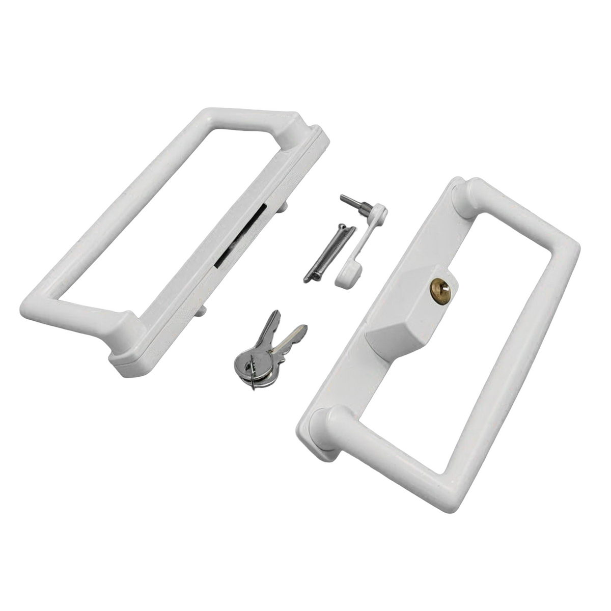 9" CGI / PGT Sliding Glass Patio Door KEYED Handle + Thumb Latch Lever, Screws, Keepers - 4-15/16" Hole Space (DH-660-WITH-KEY) - Garage and Sliding Door Hardware