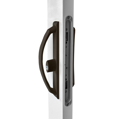 11" Sliding Patio Door Handle White w/ Keyed Lock - 3-15/16" Hole Spacing- DH-741-WHITE-WITH-KEY - Garage and Sliding Door Hardware