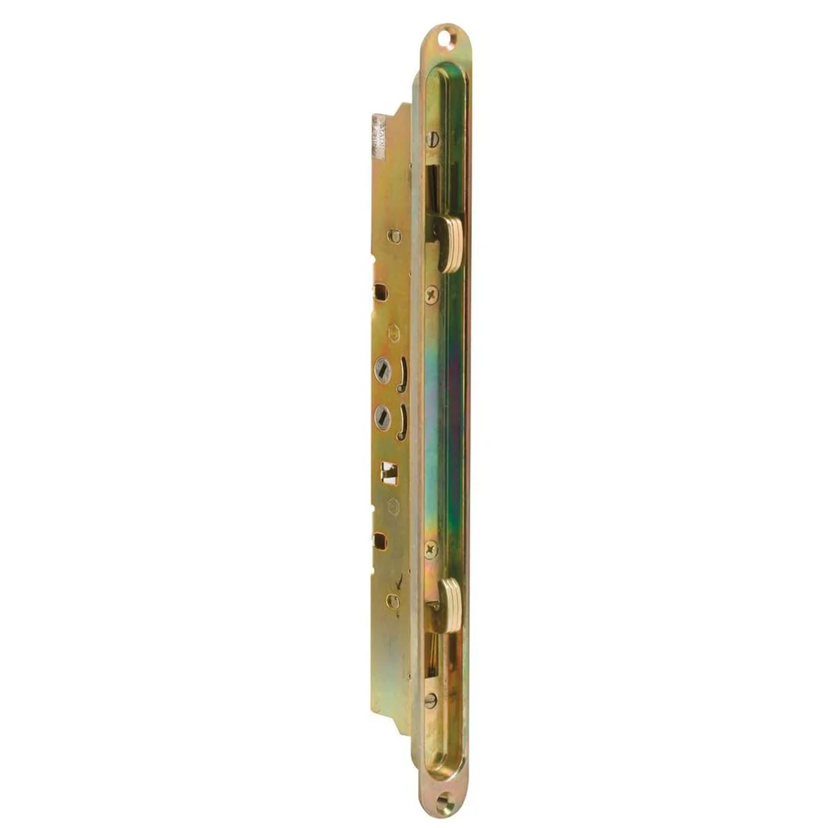 12.5" Dual Point Double Hook Sliding Glass Door Mortise Lock w/ 3/8" Recessed Plate - Garage and Sliding Door Hardware