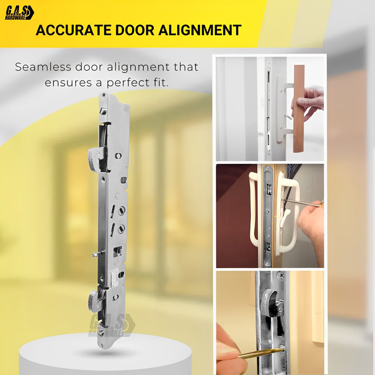 Stainless Steel Amesbury Truth Dual Point 9-15/16" Mortise Lock (No FacePlate) with Anti-Slam Pin for Sliding Patio Glass Door Locking Mechanism Replacement - Garage and Sliding Door Hardware