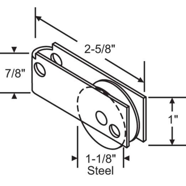 Capitol Sliding Door Roller Assembly with Bottom Hole Patio Door Assembly with 1-1/8" Steel Wheel (DR-279-BTM) - Garage and Sliding Door Hardware