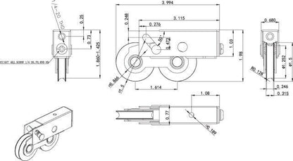 Tandem Steel Ball Bearing Sliding Glass Door Roller