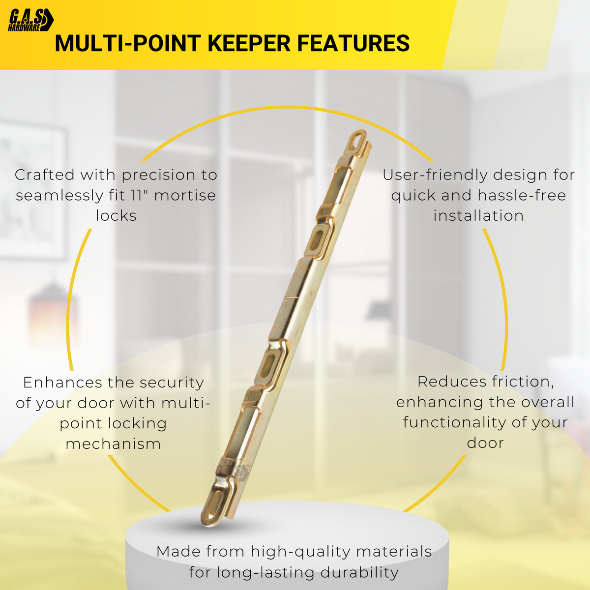 Sliding Glass Door Multi-Point Keeper for 2 Point Mortise Lock | Keeper Replacement for Mortise Lock 2 Point - Alloy Steel - Garage and Sliding Door Hardware