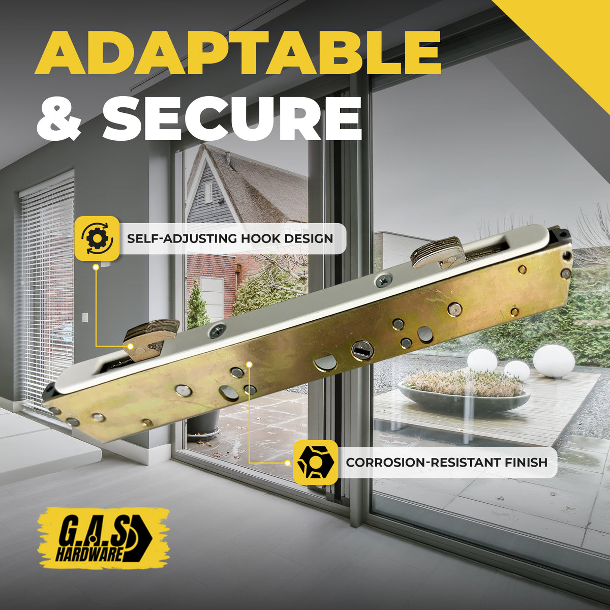 10" Dual Point Mortise Lock, 9-7/8" Hole Spacing, OFFSET Latch Position - Garage and Sliding Door Hardware