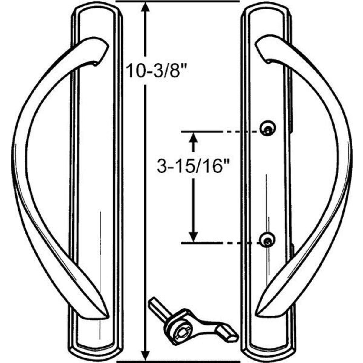Contemporary Sliding Glass Door Amesbury Truth Handle Replacement Set with 3-15/16" Hole Spacing - Garage and Sliding Door Hardware
