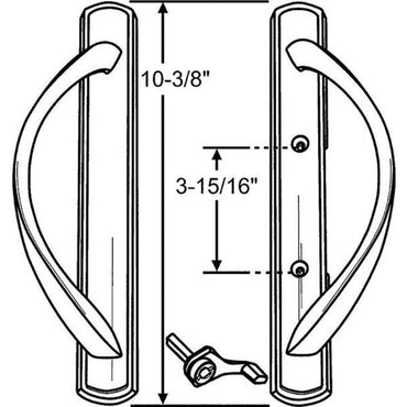 (DH-588-B) Amesbury Truth Handle Set For Doors, 3-15/16" Hole Space- BLACK - Garage and Sliding Door Hardware