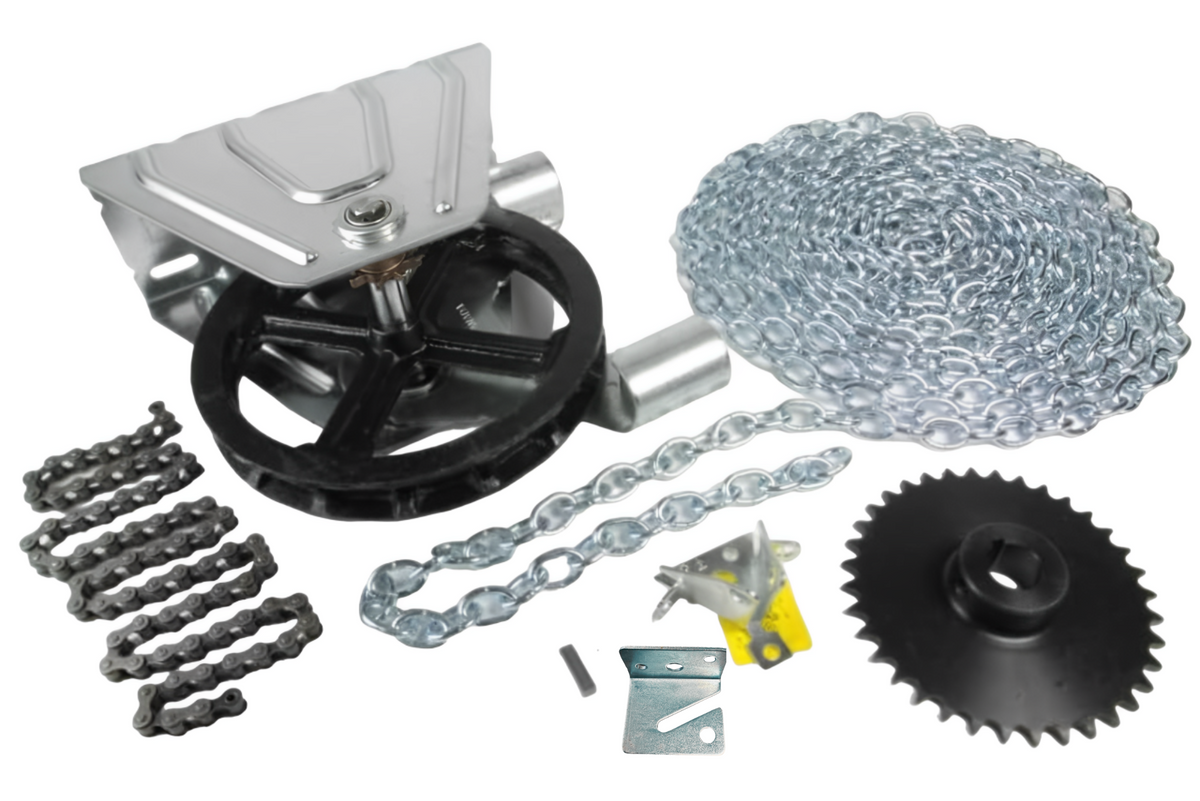 G.A.S Hardware Garage Door Chain Hoist Kit Model 2000R 4:1 Reduction Wall Mount (1 Inch Shaft) - Garage and Sliding Door Hardware