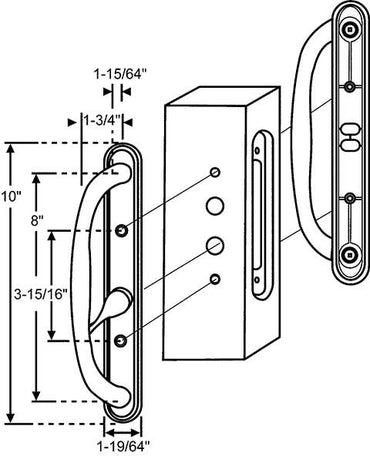 (DH-341-BEIGE) Truth Sliding Door Handle Set, Off Set Latch, No Key, 3-15/16" Hole Space-BEIGE) - Garage and Sliding Door Hardware