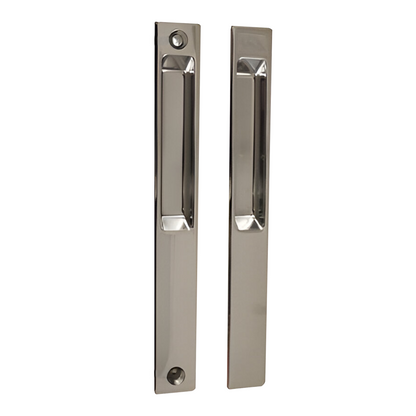 Sliding Patio Glass Door Flush Mount Dummy Handle, 6-5/8" Hole Spacing - No Lock - Garage and Sliding Door Hardware