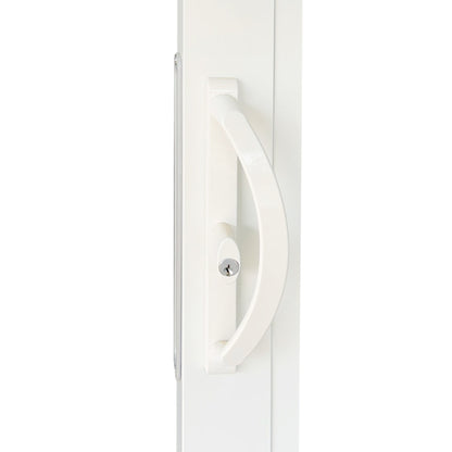 11" Sliding Patio Door Handle White w/ Keyed Lock - 3-15/16" Hole Spacing - Garage and Sliding Door Hardware