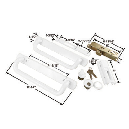 12.5" PGT 5400 Sliding Door Handle Set, Mortise Lock w/  Keys, 7-15/16" Hole Spacing (DH-489-WKA) - Garage and Sliding Door Hardware