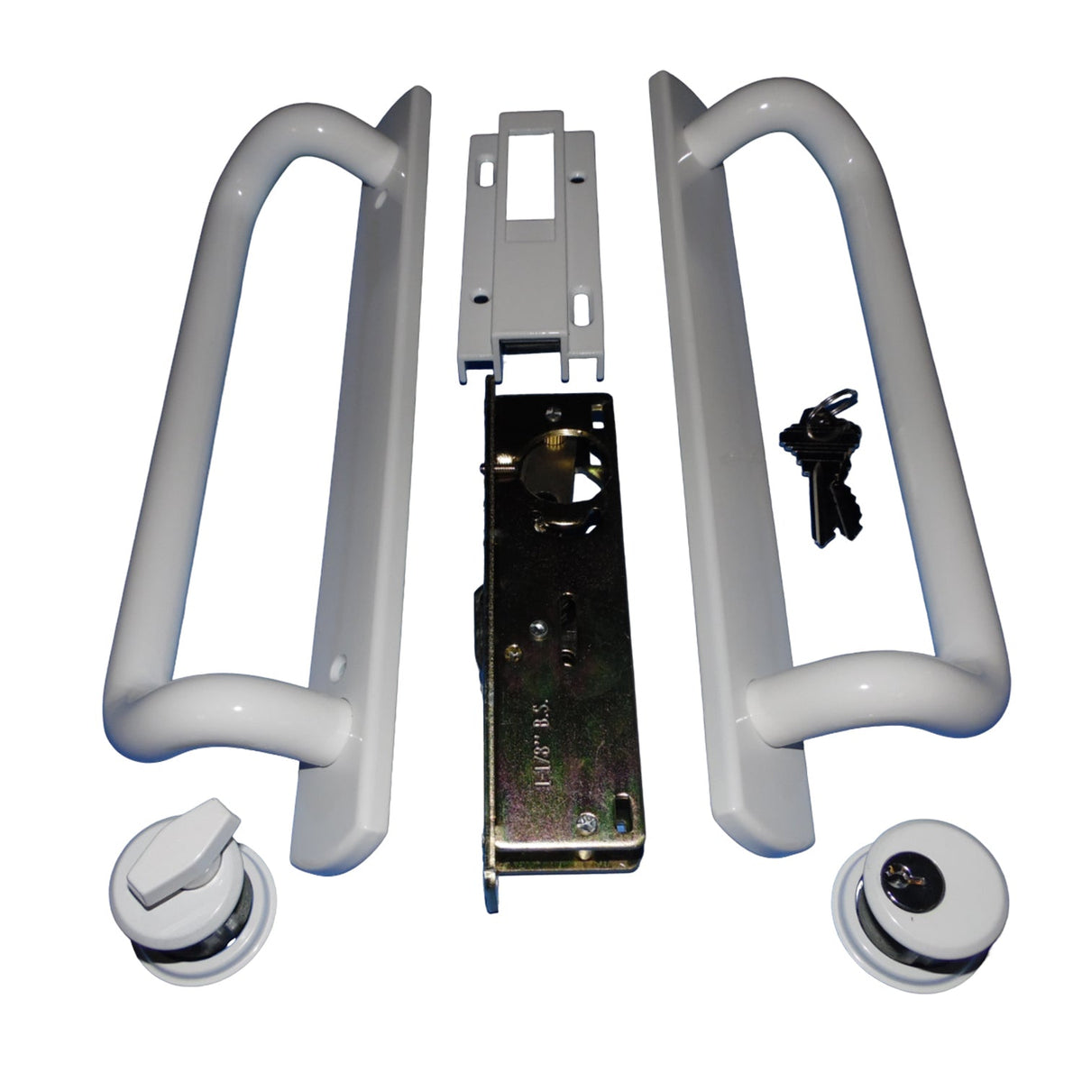 12.5" PGT 5400 Sliding Door Handle Set, Mortise Lock w/  Keys, 7-15/16" Hole Spacing (DH-489-WKA) - Garage and Sliding Door Hardware