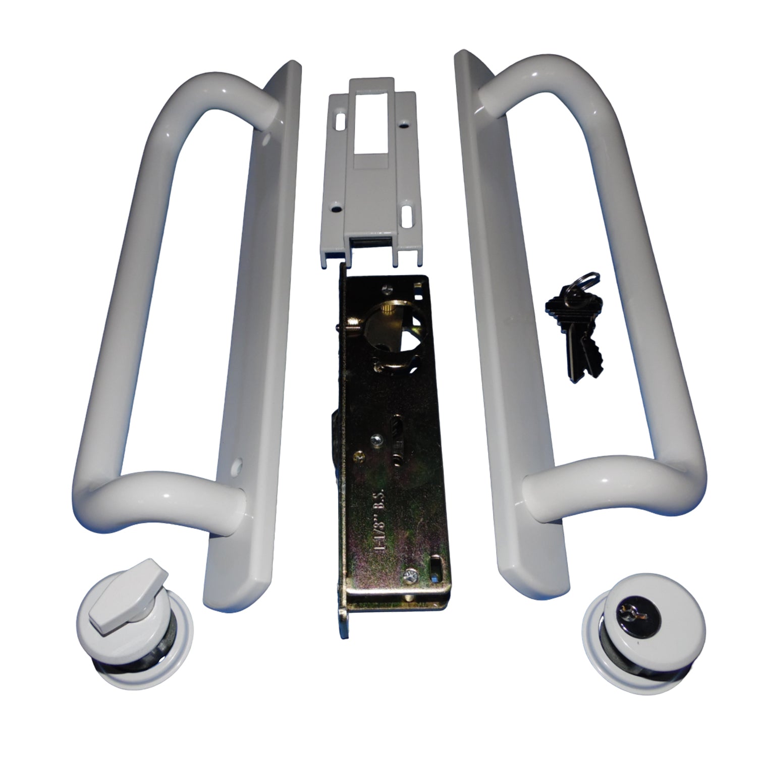 12.5" PGT 5400 Sliding Door Handle Set, Mortise Lock w/  Keys, 7-15/16" Hole Spacing (DH-489-WKA) - Garage and Sliding Door Hardware