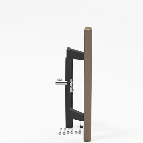 Sliding Patio Glass Door Black with Wood Handle and 3-15/16" Hole Spacing - DH-141 - Garage and Sliding Door Hardware