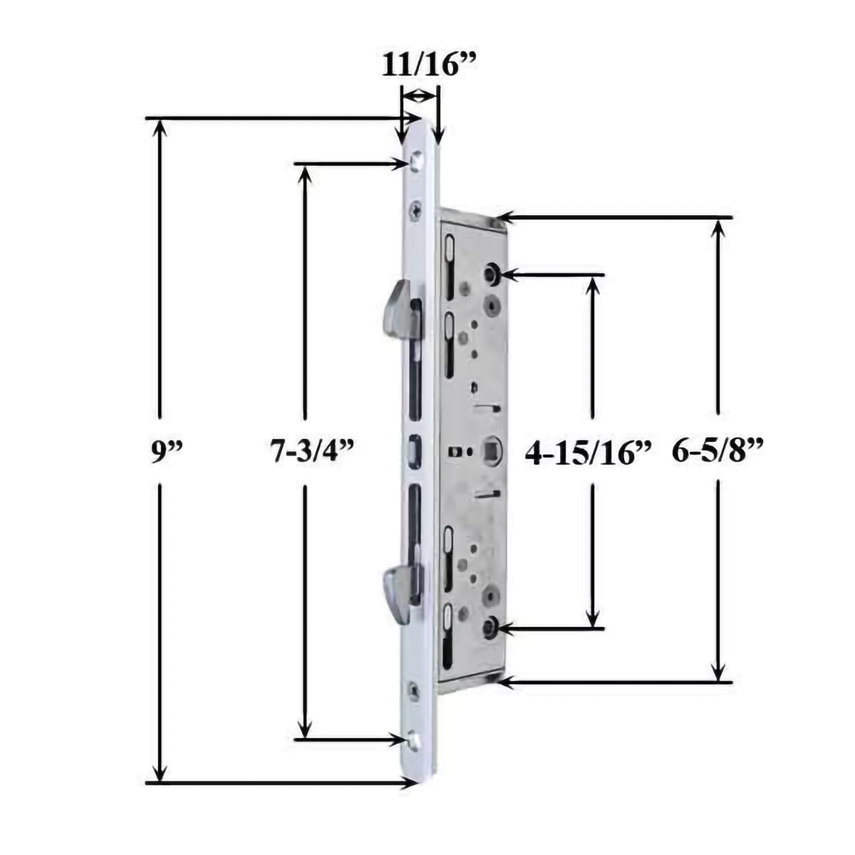 (DL-460) Roto 2 Point Mortise Lock For Sliding Door - Garage and Sliding Door Hardware