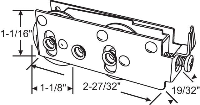 Rusco Sliding Patio Door Tandem Roller DR-9978 with 1-1/8 inch wheel - Garage and Sliding Door Hardware