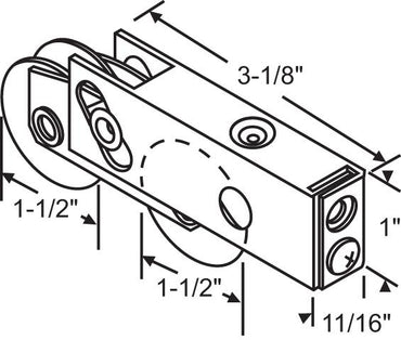 (DR-267-SS) Sliding Patio Door Roller with 1-1/2" Inch Wheel - Stainless Steel - Garage and Sliding Door Hardware