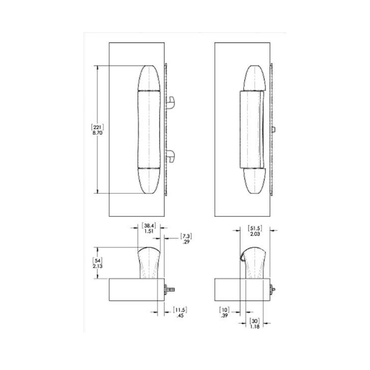 (DH-595-PEWTER-DARK-GREY) Interlock Intuition Sliding Door Handle Kit - Garage and Sliding Door Hardware