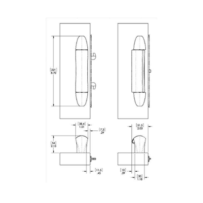 (DH-595-PEWTER-DARK-GREY) Interlock Intuition Sliding Door Handle Kit - Garage and Sliding Door Hardware
