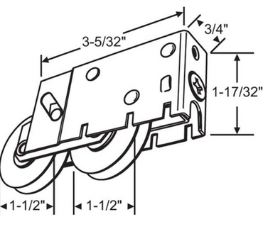 Harcar Tandem Roller for Sliding Glass Doors | STAINLESS STEEL Roller Assembly (DR-255-SS) - Garage and Sliding Door Hardware
